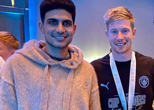 Shubman Gill Spotted with Manchester City Stars at Treble Celebrations